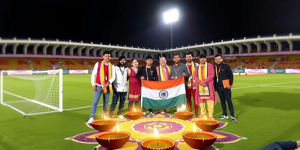 Bharat Ka Football Local Events Bharat Ka Football Diwali event showing decorated stadium with diyas and rangoli, players in traditional Indian attire celebrating goals